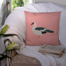 Load image into Gallery viewer, Muscovy Duck Pink Check Throw Pillow - 14x14 Decorative Pillow – Art for Your Home &amp; Patio BB7864PW1414