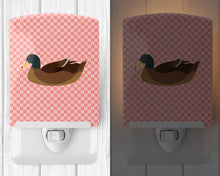 Load image into Gallery viewer, Khaki Campbell Duck Pink Check Ceramic Night Light BB7866CNL