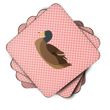 Load image into Gallery viewer, Khaki Campbell Duck Pink Check Foam Coaster  BB7866FC