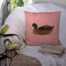 Load image into Gallery viewer, Khaki Campbell Duck Pink Check Throw Pillow - 14x14 Decorative Pillow – Art for Your Home &amp; Patio BB7866PW1414