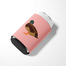 Load image into Gallery viewer, Silver Bantam Duck Pink Check Can or Bottle Hugger BB7867CC
