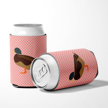 Load image into Gallery viewer, Silver Bantam Duck Pink Check Can or Bottle Hugger BB7867CC