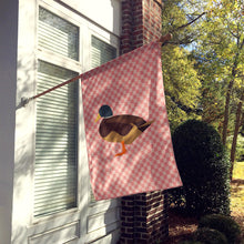 Load image into Gallery viewer, Silver Bantam Duck Pink Check Flag Canvas House Size BB7867CHF