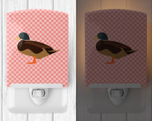 Load image into Gallery viewer, Silver Bantam Duck Pink Check Ceramic Night Light BB7867CNL