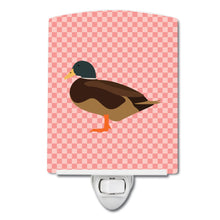 Load image into Gallery viewer, Silver Bantam Duck Pink Check Ceramic Night Light BB7867CNL
