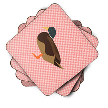 Load image into Gallery viewer, Silver Bantam Duck Pink Check Foam Coaster  BB7867FC