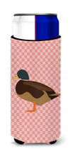 Load image into Gallery viewer, Silver Bantam Duck Pink Check   Hugger for slim cans