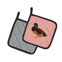 Load image into Gallery viewer, Silver Bantam Duck Pink Check Pot Holders - Set of 2 - Heat-Resistant Kitchen Essentials BB7867PTHD