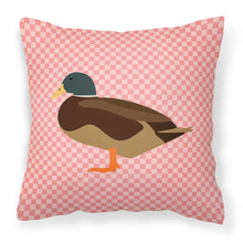 Load image into Gallery viewer, Silver Bantam Duck Pink Check Fabric Decorative Pillow BB7867PW1818