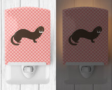 Load image into Gallery viewer, Russian or European Mink Pink Check Ceramic Night Light BB7868CNL