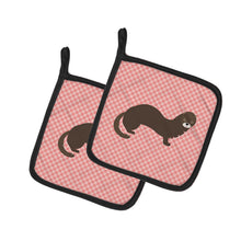 Load image into Gallery viewer, Russian or European Mink Pink Check Pot Holders - Set of 2 - Heat-Resistant Kitchen Essentials BB7868PTHD