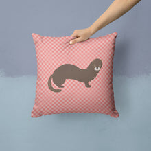 Load image into Gallery viewer, Russian or European Mink Pink Check Throw Pillow - 14x14 Decorative Pillow – Art for Your Home &amp; Patio BB7868PW1414