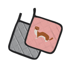 Load image into Gallery viewer, Weasel Pink Check Pot Holders - Set of 2 - Heat-Resistant Kitchen Essentials BB7870PTHD