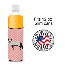 Load image into Gallery viewer, Silver Fox Pink Check   Hugger for slim cans