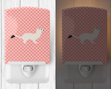 Load image into Gallery viewer, Stoat Short-tailed Weasel Pink Check Ceramic Night Light BB7872CNL