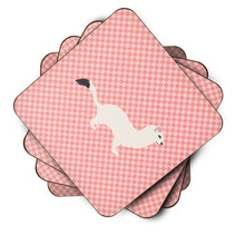 Load image into Gallery viewer, Stoat Short-tailed Weasel Pink Check Foam Coaster  BB7872FC