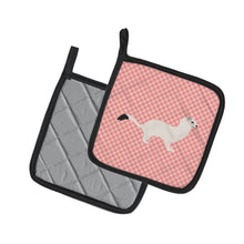 Load image into Gallery viewer, Stoat Short-tailed Weasel Pink Check Pot Holders - Set of 2 - Heat-Resistant Kitchen Essentials BB7872PTHD