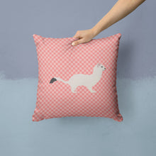 Load image into Gallery viewer, Stoat Short-tailed Weasel Pink Check Throw Pillow - 14x14 Decorative Pillow – Art for Your Home &amp; Patio BB7872PW1414