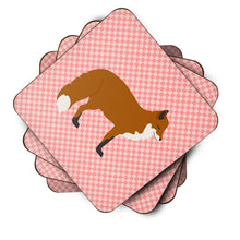Load image into Gallery viewer, Red Fox Pink Check Foam Coaster  BB7876FC