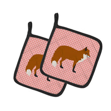 Load image into Gallery viewer, Red Fox Pink Check Pot Holders - Set of 2 - Heat-Resistant Kitchen Essentials BB7876PTHD