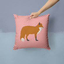 Load image into Gallery viewer, Red Fox Pink Check Throw Pillow - 14x14 Decorative Pillow – Art for Your Home &amp; Patio BB7876PW1414