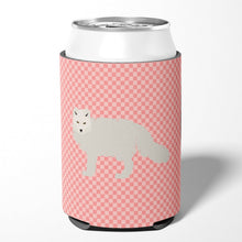 Load image into Gallery viewer, White Arctic Fox Pink Check Can or Bottle Hugger BB7877CC