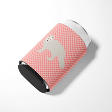 Load image into Gallery viewer, White Arctic Fox Pink Check Can or Bottle Hugger BB7877CC