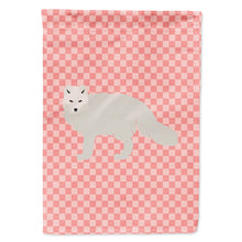 Load image into Gallery viewer, White Arctic Fox Pink Check Flag Canvas House Size BB7877CHF