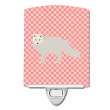 Load image into Gallery viewer, White Arctic Fox Pink Check Ceramic Night Light BB7877CNL