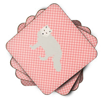 Load image into Gallery viewer, White Arctic Fox Pink Check Foam Coaster  BB7877FC