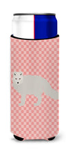 Load image into Gallery viewer, White Arctic Fox Pink Check   Hugger for slim cans