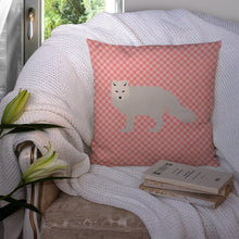 Load image into Gallery viewer, White Arctic Fox Pink Check Throw Pillow - 14x14 Decorative Pillow – Art for Your Home &amp; Patio BB7877PW1414