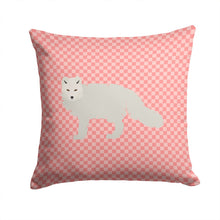 Load image into Gallery viewer, White Arctic Fox Pink Check Throw Pillow - 14x14 Decorative Pillow – Art for Your Home &amp; Patio BB7877PW1414