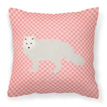 Load image into Gallery viewer, White Arctic Fox Pink Check Fabric Decorative Pillow BB7877PW1818