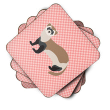 Load image into Gallery viewer, Ferret Pink Check Foam Coaster  BB7878FC