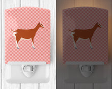 Load image into Gallery viewer, Toggenburger Goat Pink Check Ceramic Night Light BB7881CNL