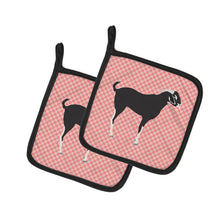 Load image into Gallery viewer, Black Bengal Goat Pink Check Pot Holders - Set of 2 - Heat-Resistant Kitchen Essentials BB7884PTHD