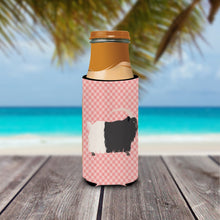 Load image into Gallery viewer, Welsh Black-Necked Goat Pink Check   Hugger for slim cans