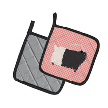 Load image into Gallery viewer, Welsh Black-Necked Goat Pink Check Pot Holders - Set of 2 - Heat-Resistant Kitchen Essentials BB7887PTHD