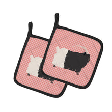 Load image into Gallery viewer, Welsh Black-Necked Goat Pink Check Pot Holders - Set of 2 - Heat-Resistant Kitchen Essentials BB7887PTHD