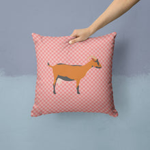 Load image into Gallery viewer, Oberhasli Goat Pink Check Throw Pillow - 14x14 Decorative Pillow – Art for Your Home &amp; Patio BB7888PW1414