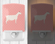 Load image into Gallery viewer, Saanen Goat Pink Check Ceramic Night Light BB7889CNL