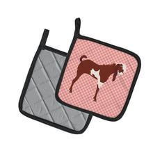 Load image into Gallery viewer, Jamnapari Goat Pink Check Pot Holders - Set of 2 - Heat-Resistant Kitchen Essentials BB7890PTHD
