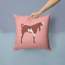 Load image into Gallery viewer, Jamnapari Goat Pink Check Throw Pillow - 14x14 Decorative Pillow – Art for Your Home &amp; Patio BB7890PW1414