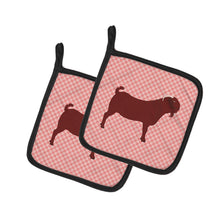 Load image into Gallery viewer, Kalahari Red Goat Pink Check Pot Holders - Set of 2 - Heat-Resistant Kitchen Essentials BB7891PTHD