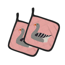 Load image into Gallery viewer, Pilgrim Goose Pink Check Pot Holders - Set of 2 - Heat-Resistant Kitchen Essentials BB7893PTHD