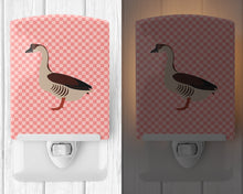 Load image into Gallery viewer, Chinese Goose Pink Check Ceramic Night Light BB7896CNL