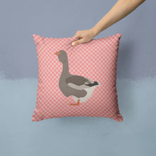 Load image into Gallery viewer, Toulouse Goose Pink Check Throw Pillow - 14x14 Decorative Pillow – Art for Your Home &amp; Patio BB7897PW1414