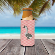 Load image into Gallery viewer, African Goose Pink Check   Hugger for slim cans