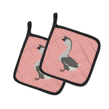 Load image into Gallery viewer, African Goose Pink Check Pot Holders - Set of 2 - Heat-Resistant Kitchen Essentials BB7899PTHD